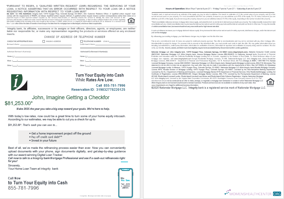 Download USA Integrity Bank mortgage loan statement in Word and PDF formats , 4 pages 3 4 Photoshop template